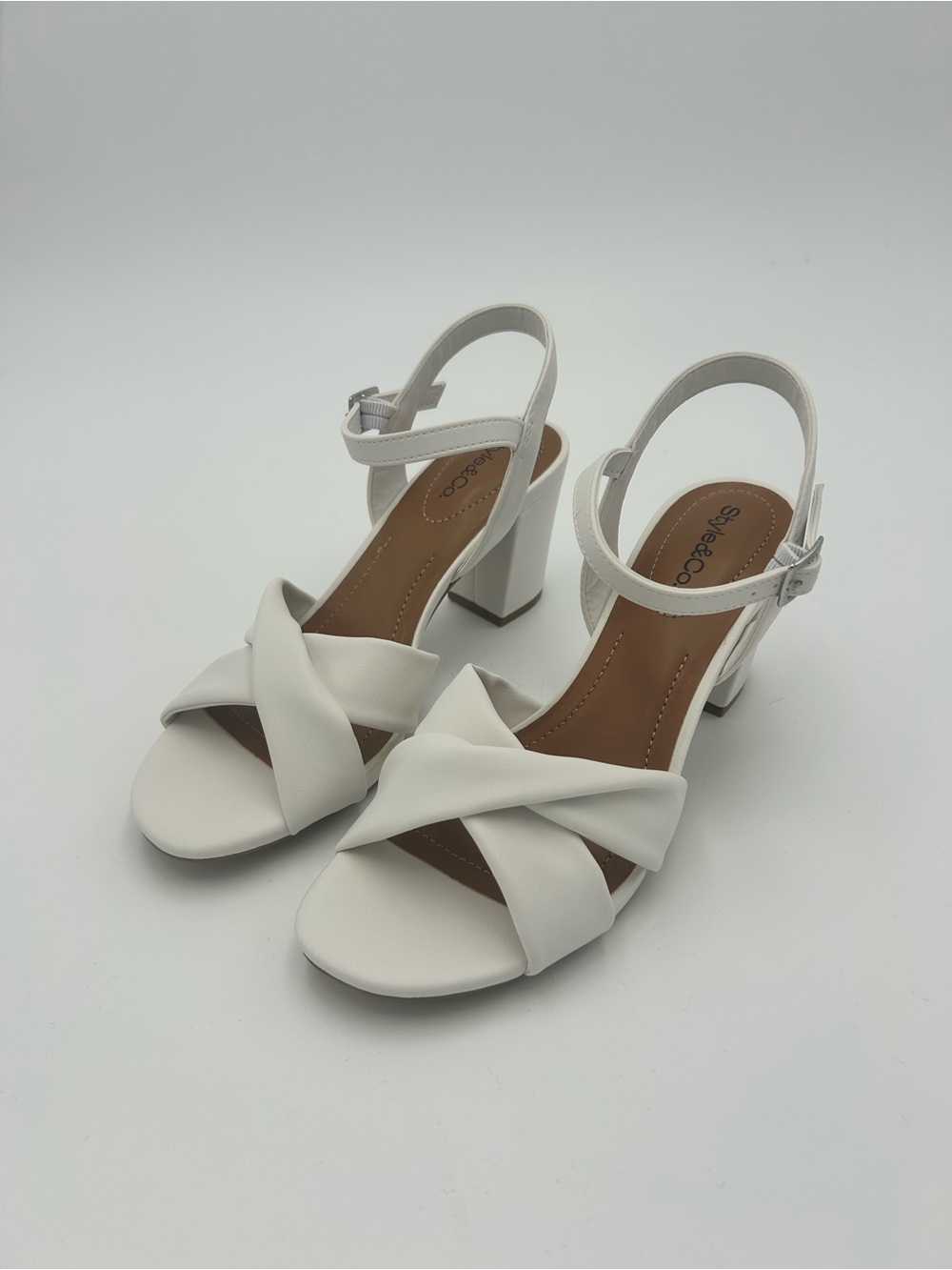 Style & Co. White Pipperr Dress Heel Sandals